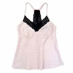 Cosmopolitan Lace Racerback Camisole Pink Polka Dot Star Sleep Top Size M